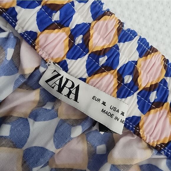 Zara floral maxi skirt cotton tiered geometric print bohemian - Picture 8 of 15